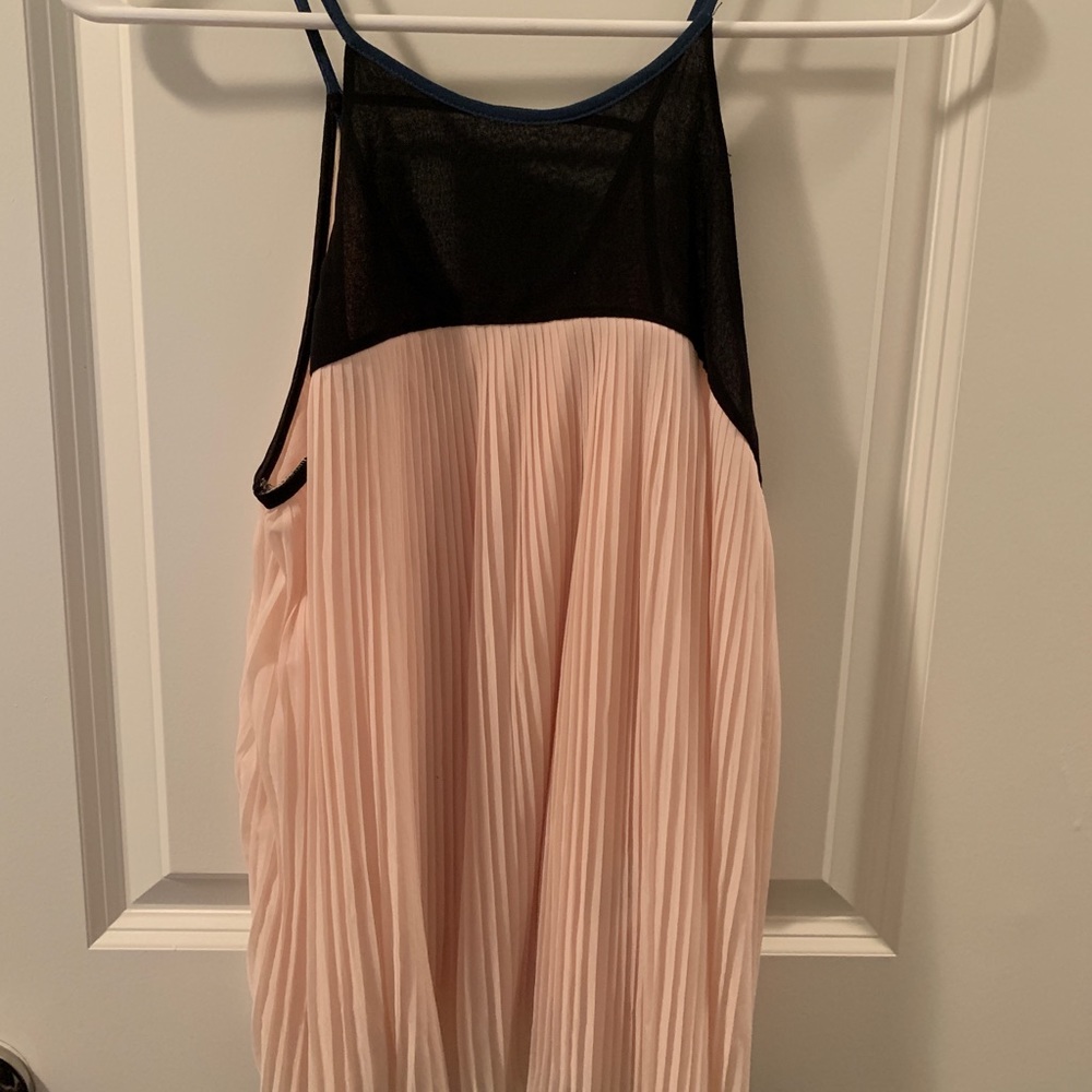 Pale pink tank with black and navy details